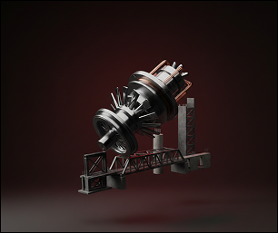 3D render of an Astro Lock In Refractor mechanical base engine from Skibidi Toilet